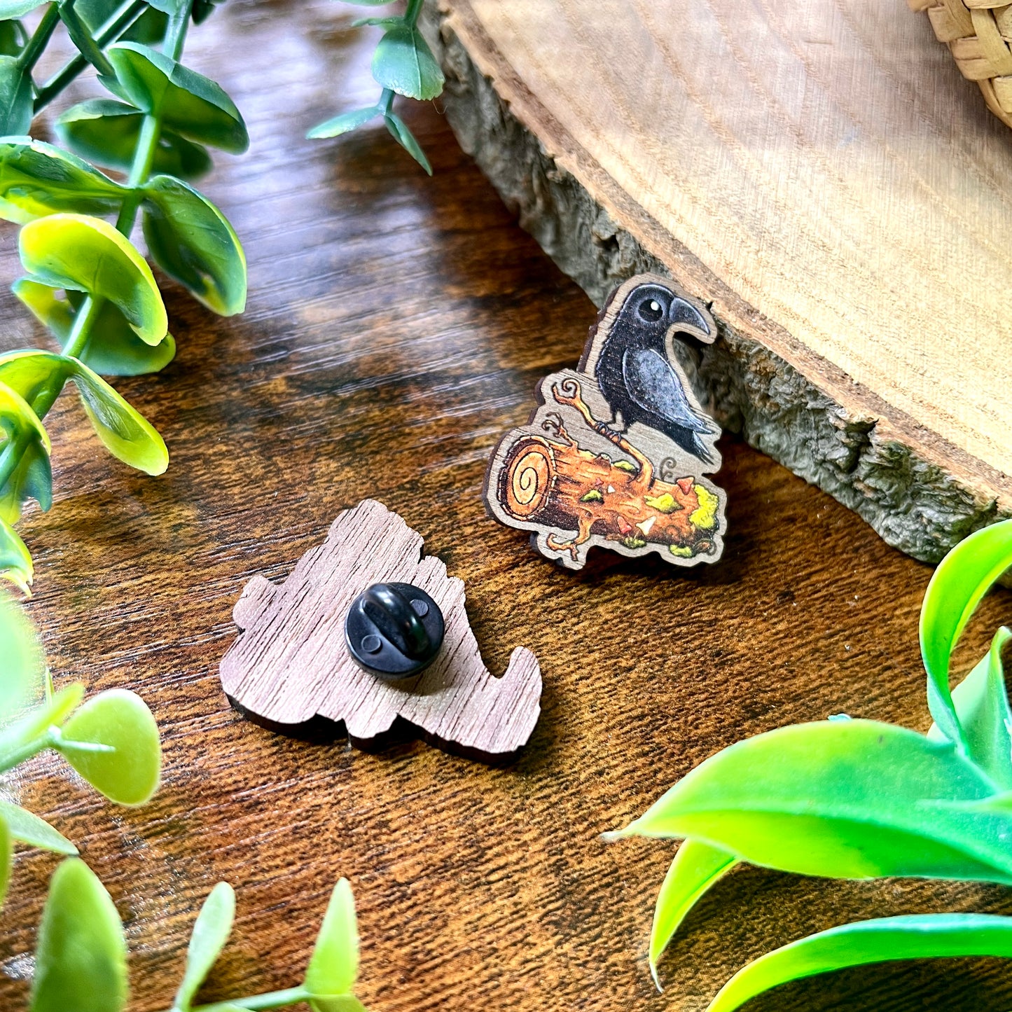 Poe the Crow Wooden Pin