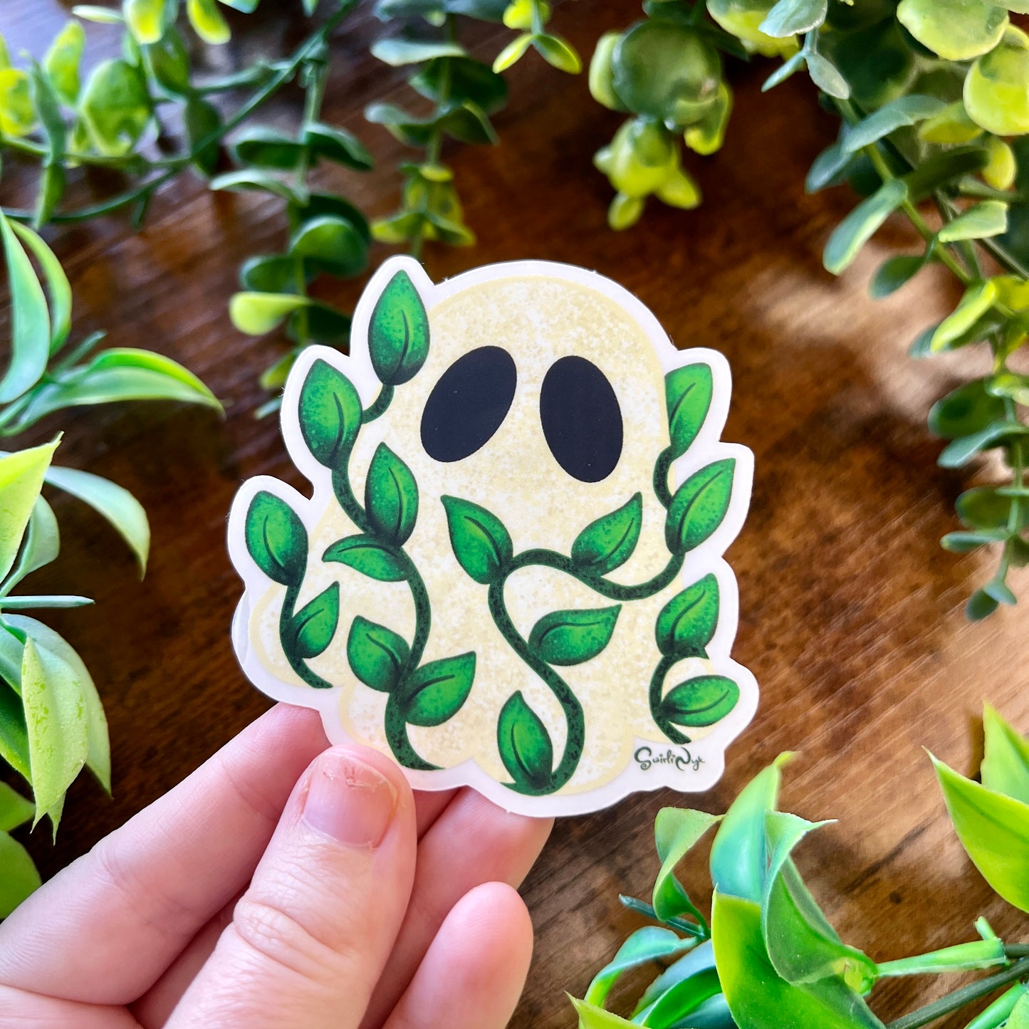 Leafy Ghost Clear Sticker