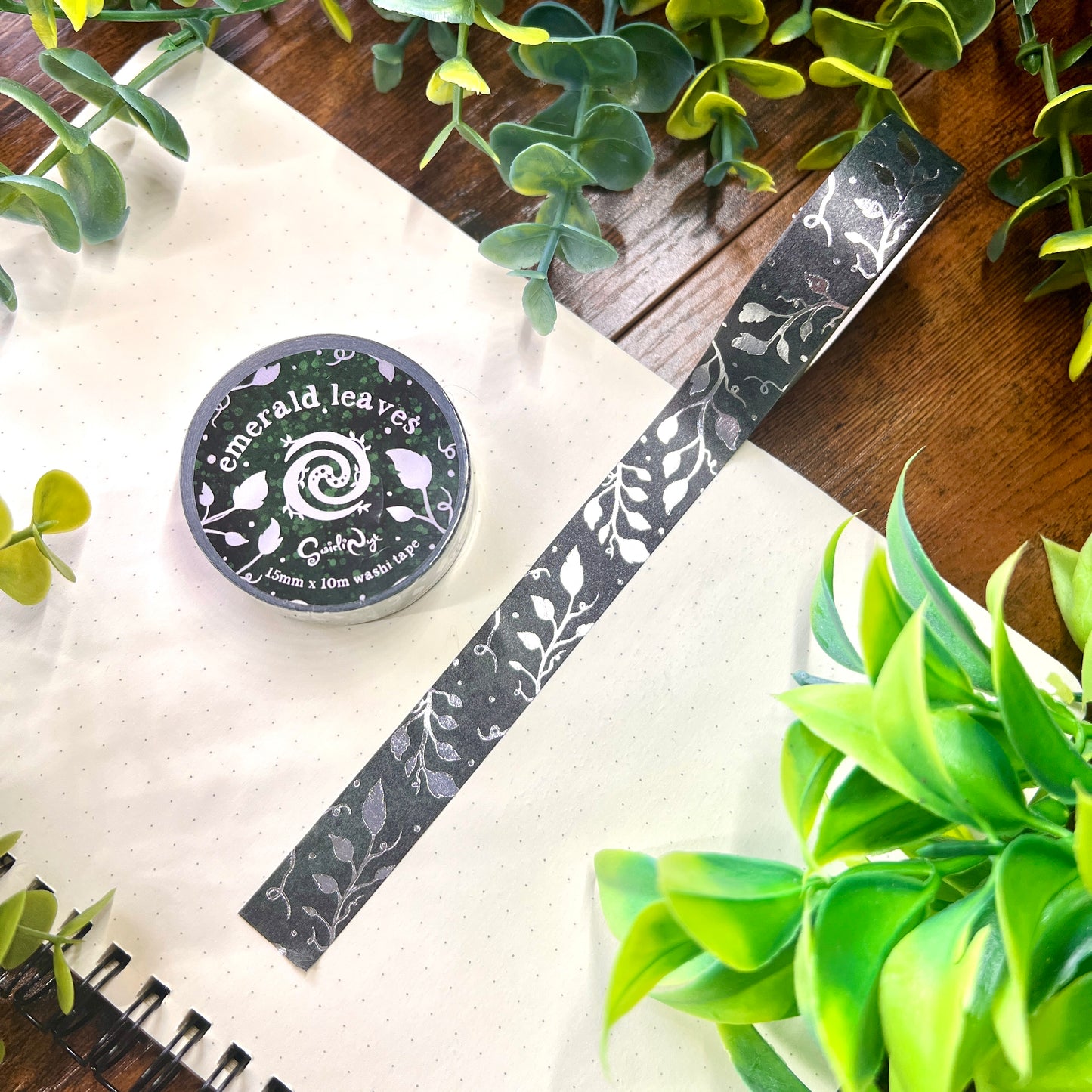 Emerald Leaves Foil Washi Tape