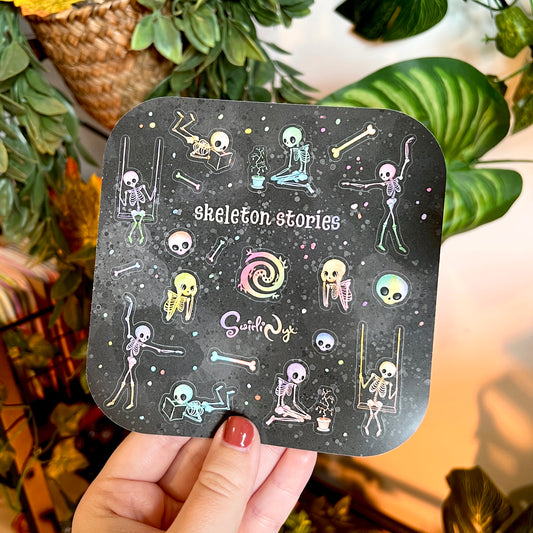Rainbow Skeleton Stories Sticker Sheet