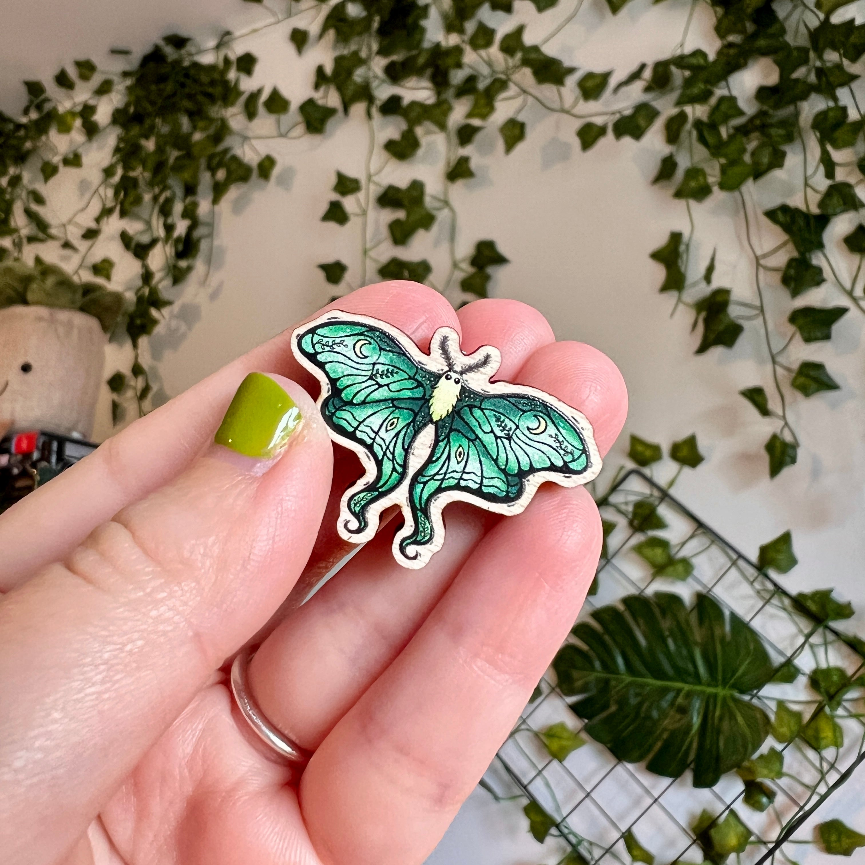 Lunar Moth Wooden Pin