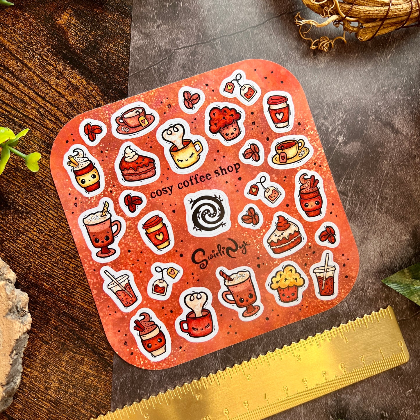 Mocha Cosy Coffee Shop Sticker Sheet