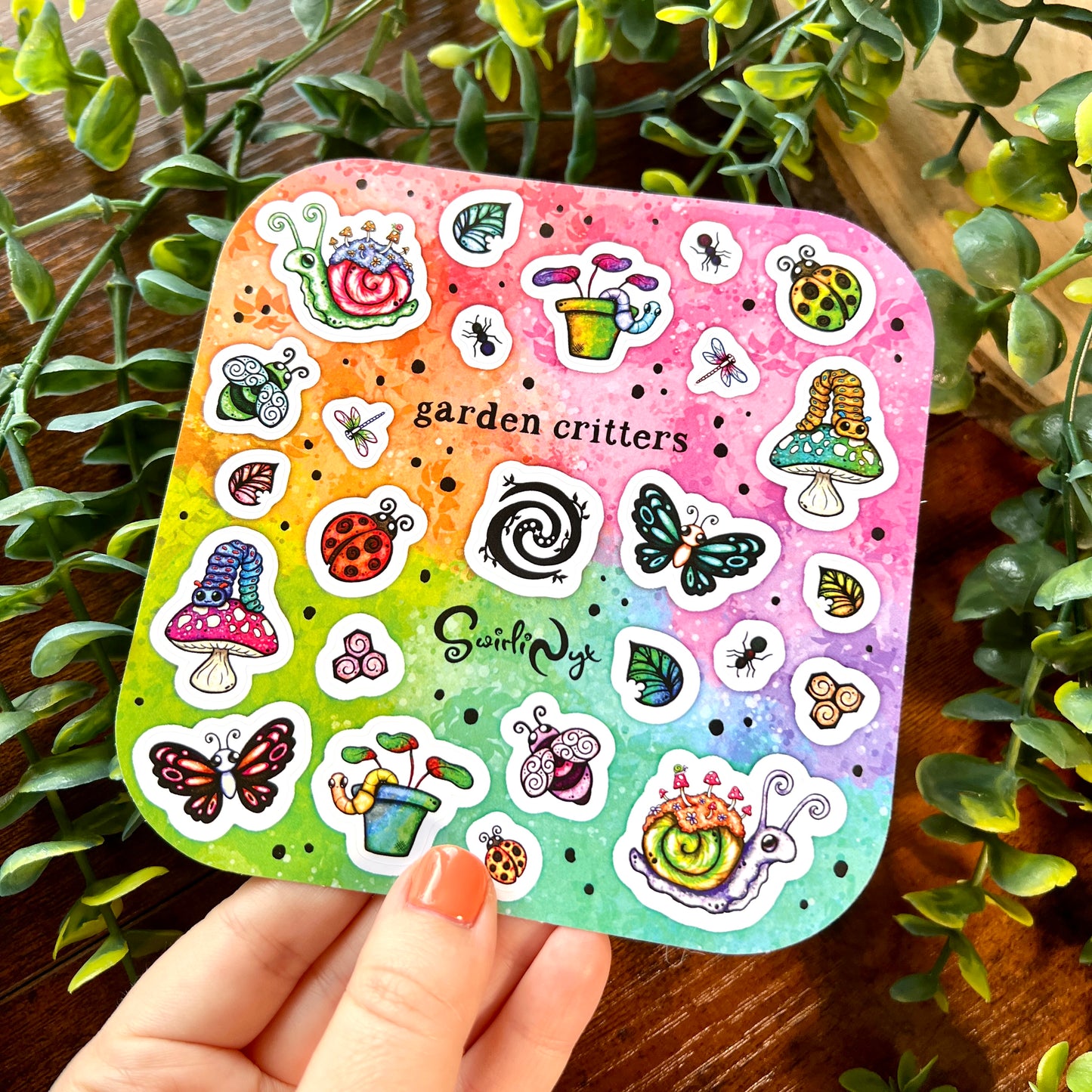 Rainbow Garden Critters Sticker Sheet