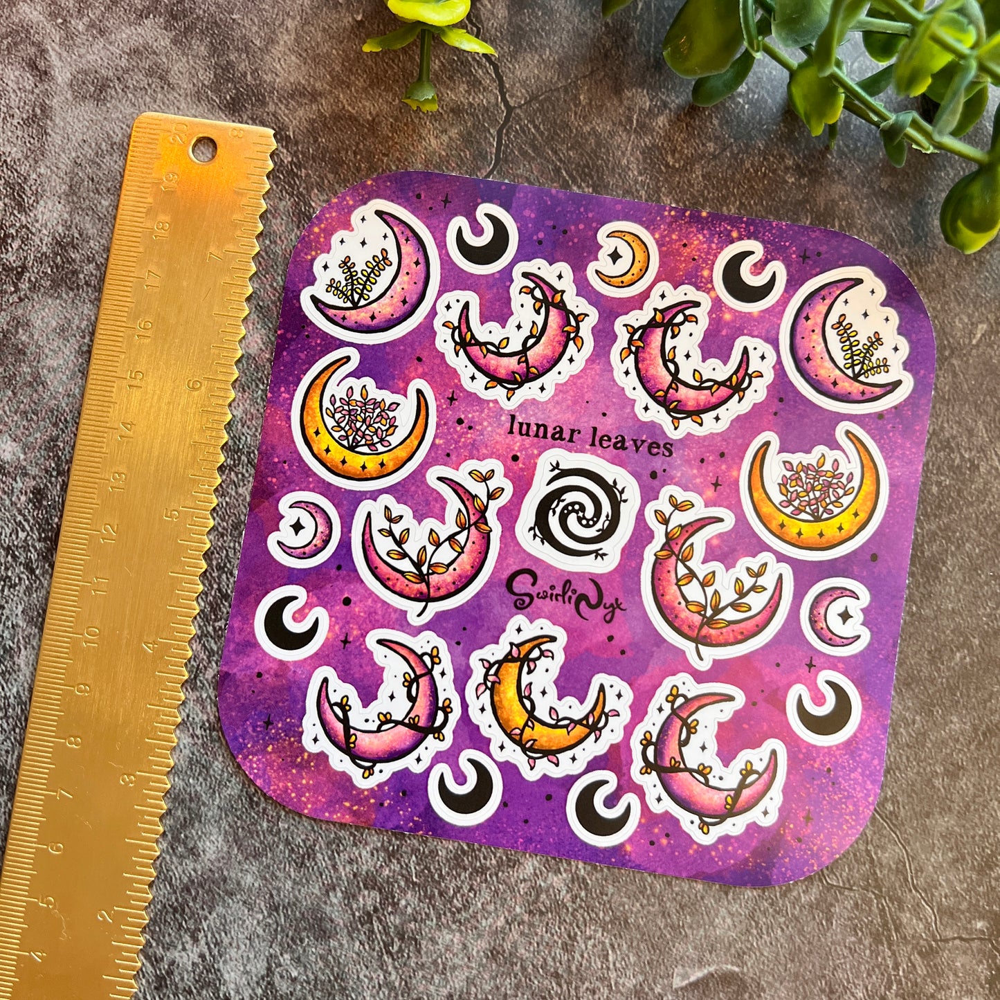 Lunar Leaves Purple Sticker Sheet