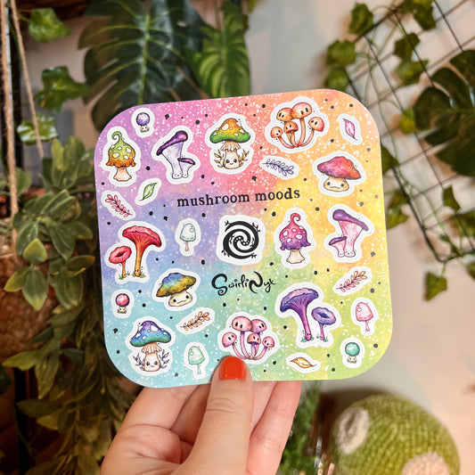 Rainbow Mushroom Moods Sticker Sheet