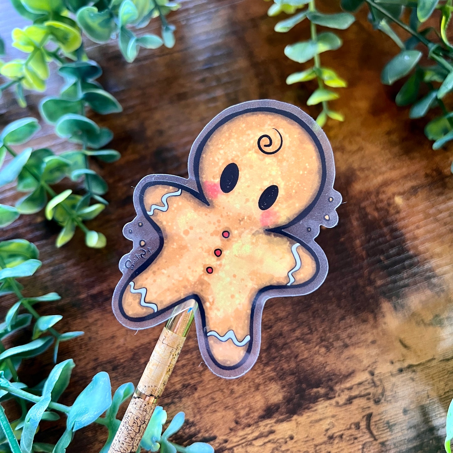 Gingerbread Man Clear Sticker