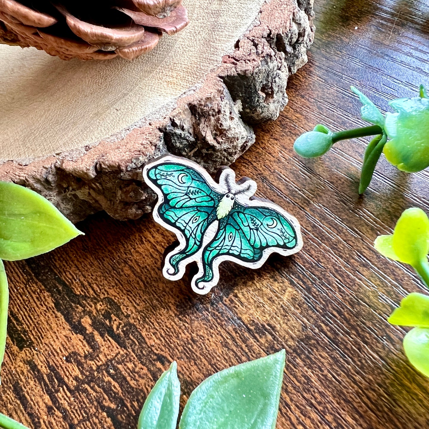 Lunar Moth Wooden Pin