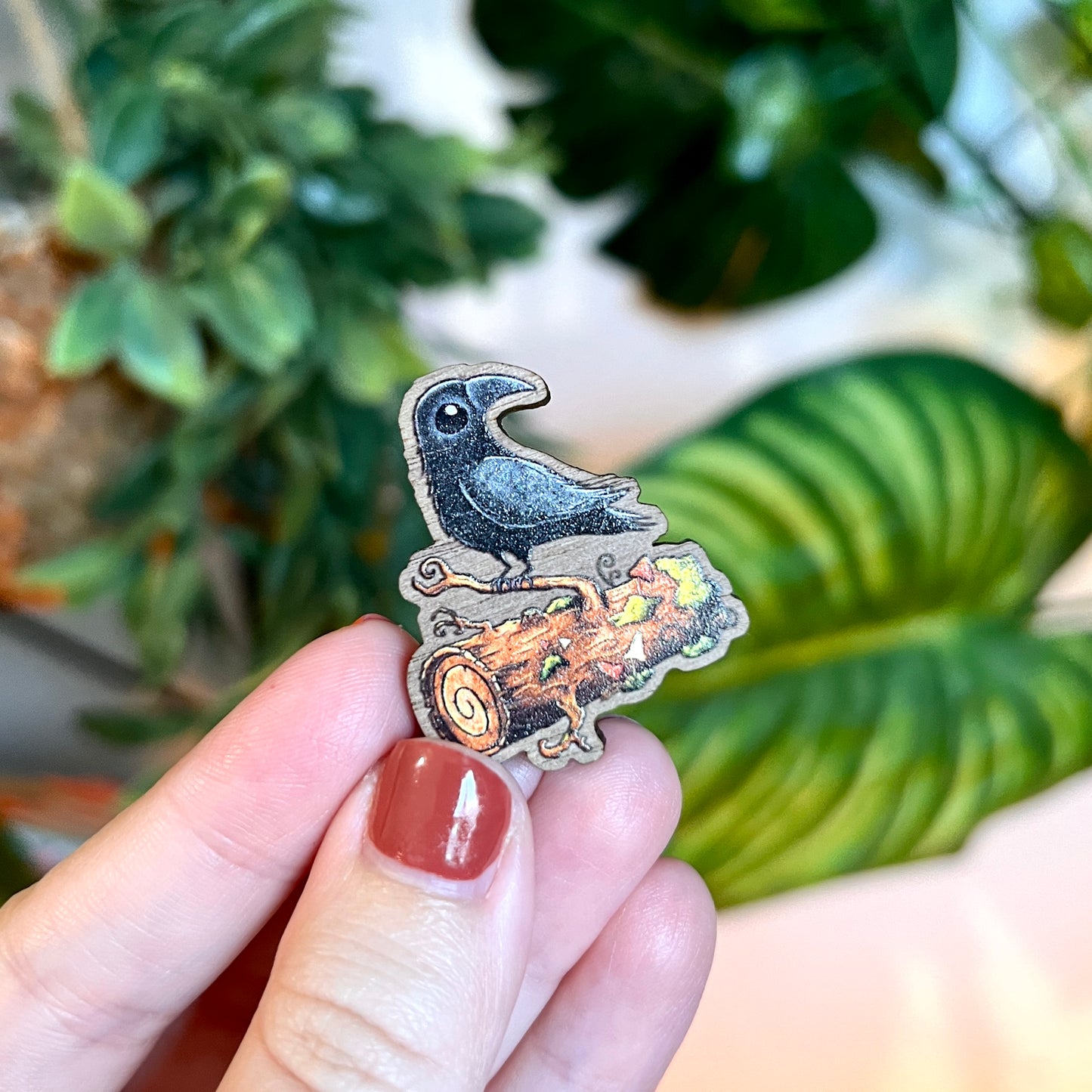 Poe the Crow Wooden Pin