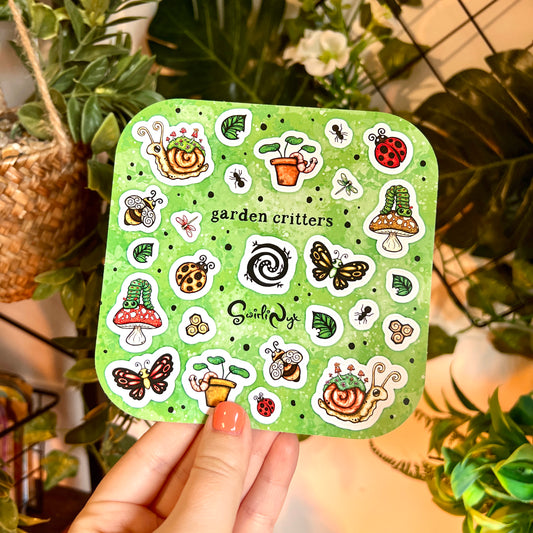 Green Garden Critters Sticker Sheet