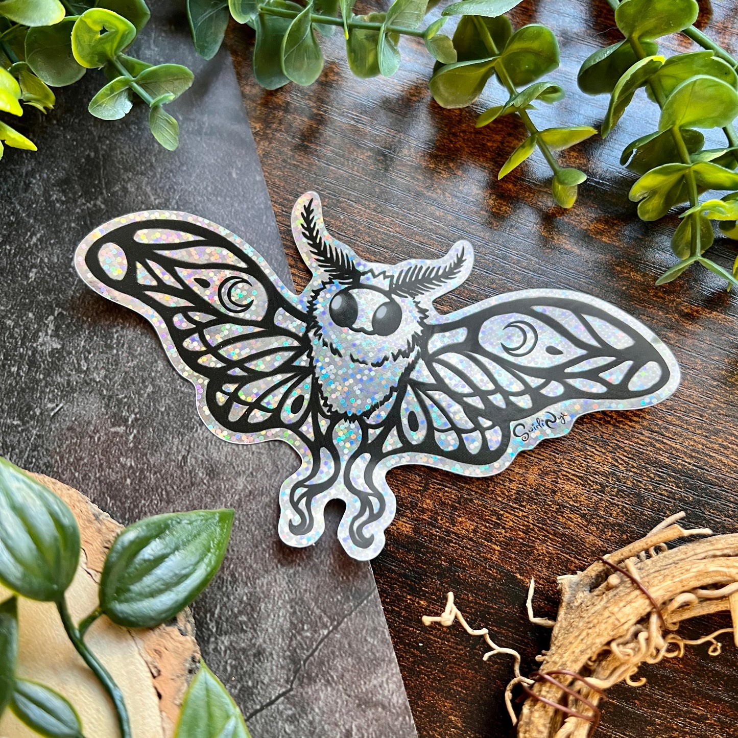 Lunie the Moth Glitter Sticker