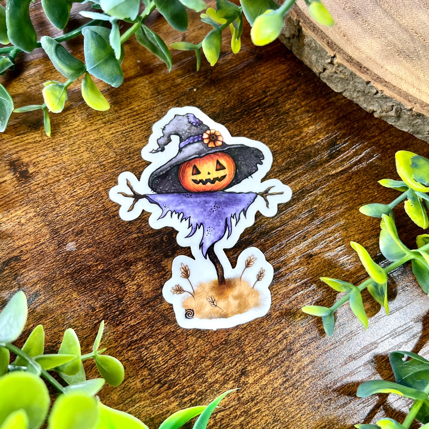 Spooky Scarecrow Clear Sticker