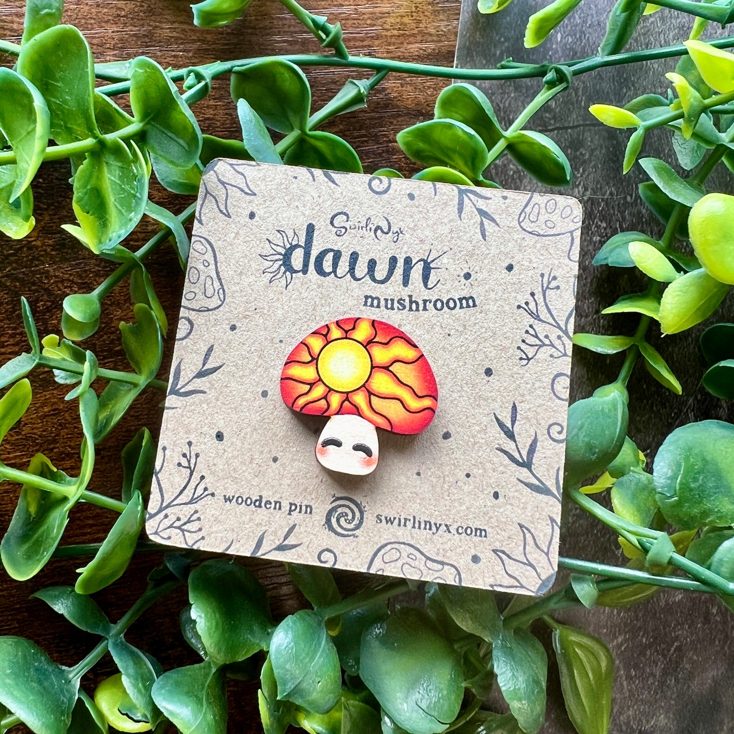 Dawn Mushroom Wooden Pin