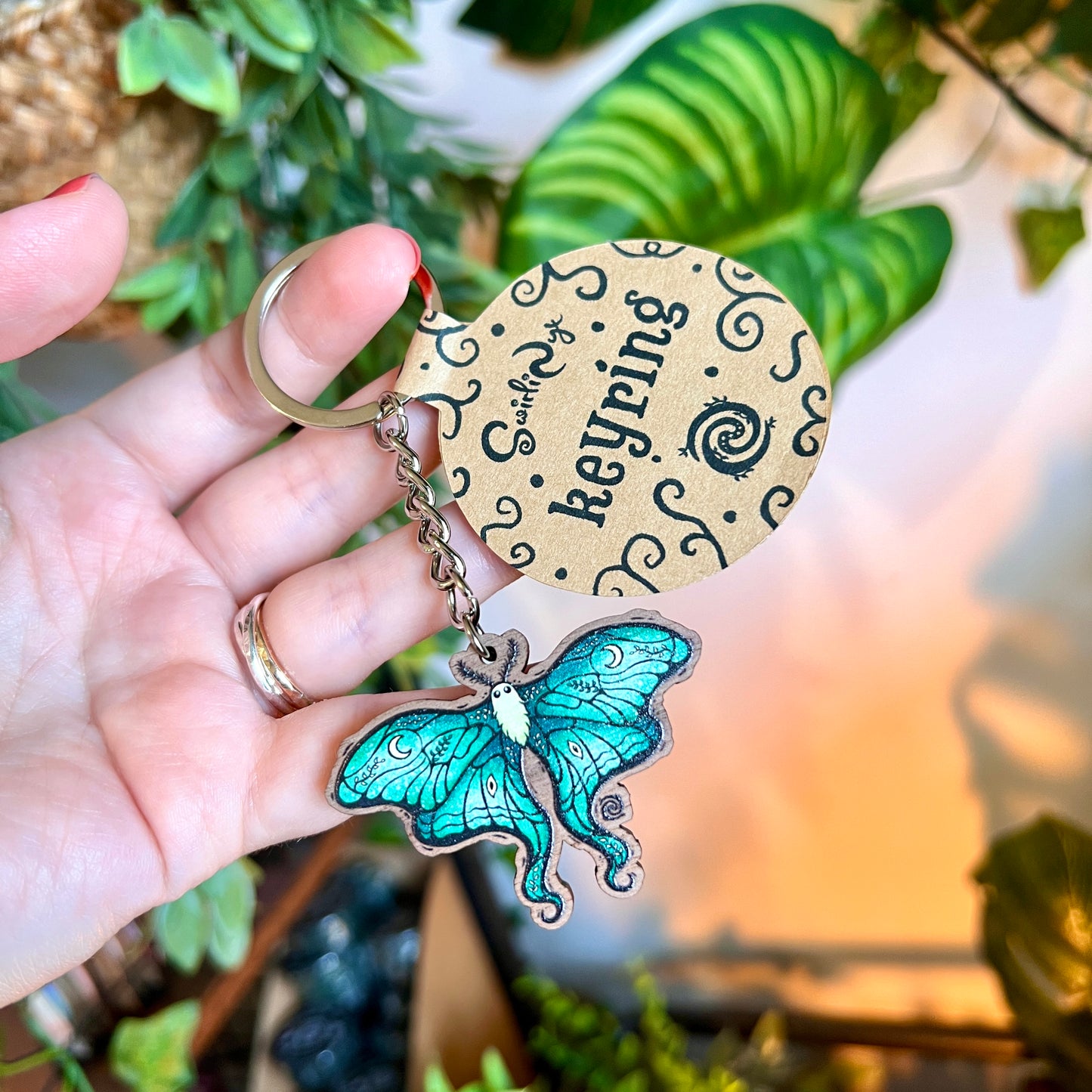 Lunar Moth Wooden Keyring