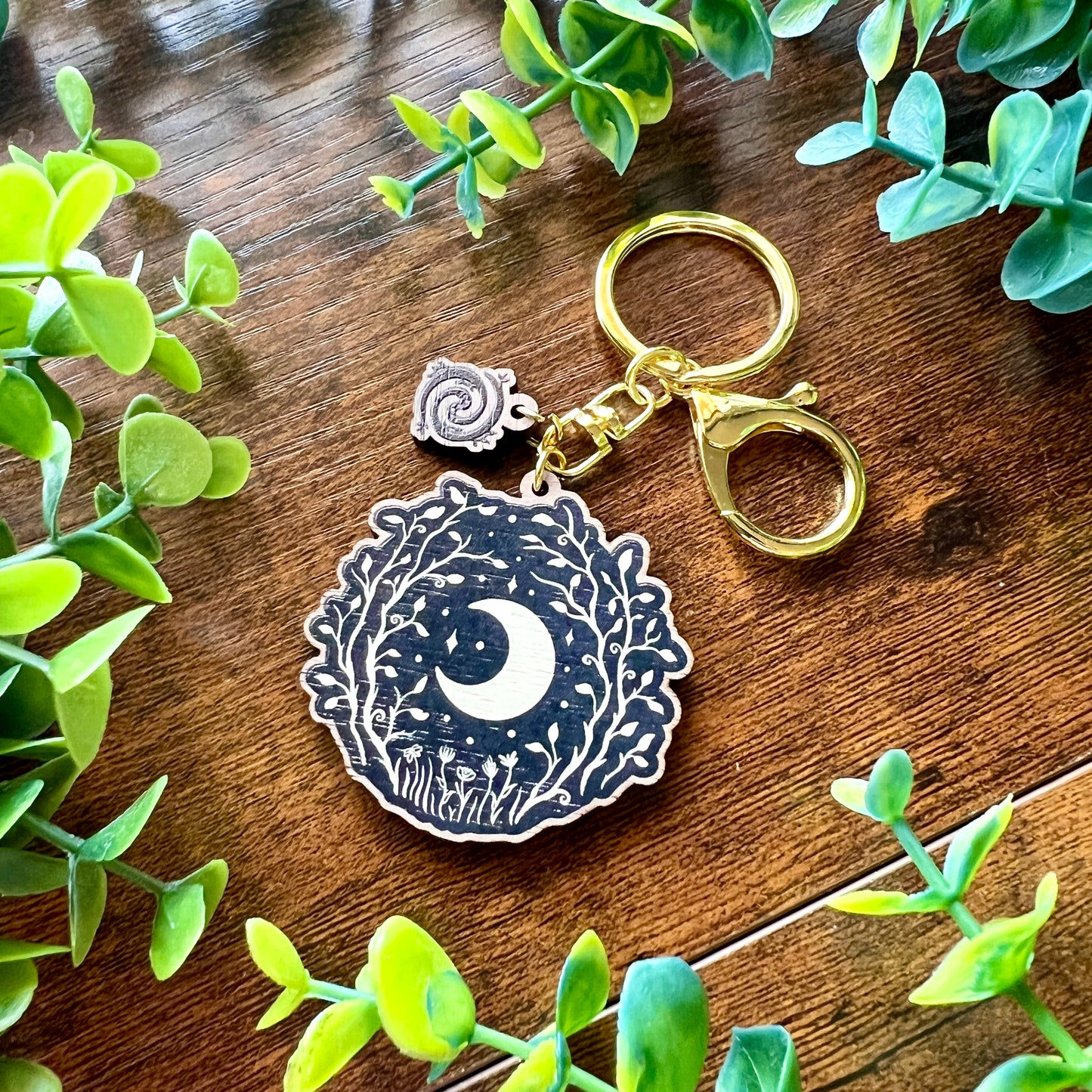 Nature's Moon Wooden Keyring