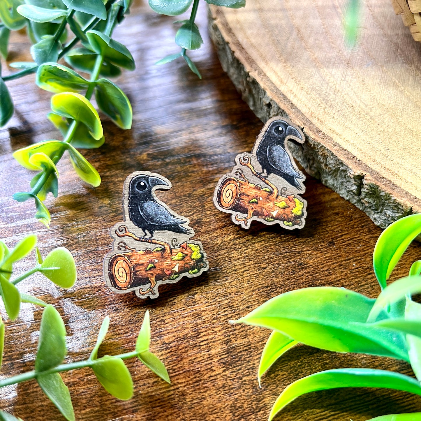 Poe the Crow Wooden Pin