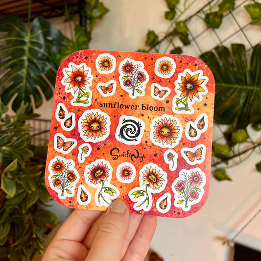 Red Sunflower Bloom Sticker Sheet