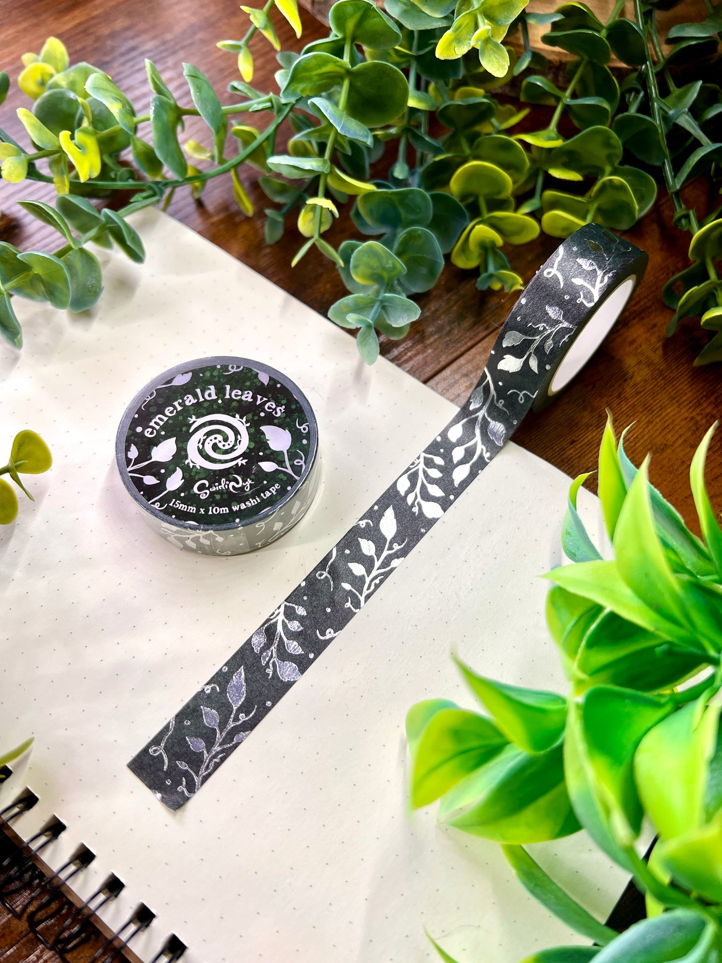 Emerald Leaves Foil Washi Tape