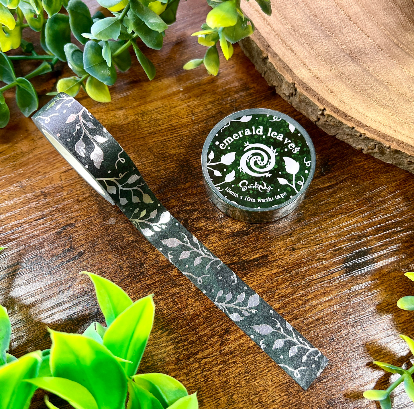 Emerald Leaves Foil Washi Tape