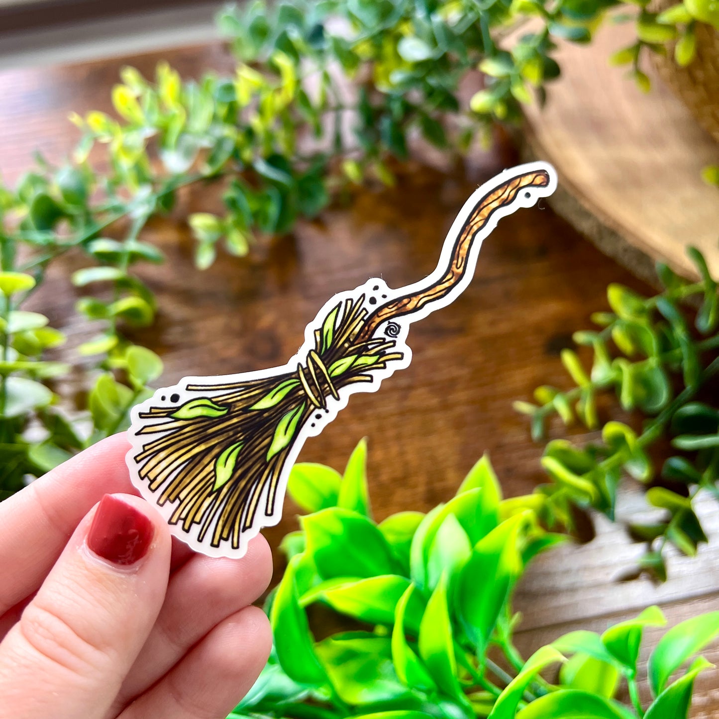 Witch's Broom Clear Sticker