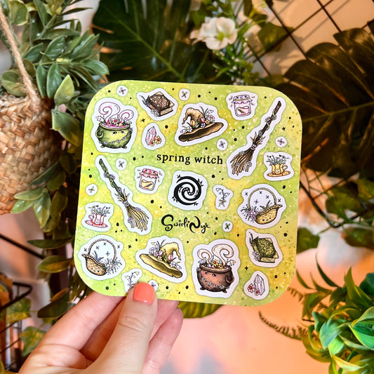 Green Spring Witch Sticker Sheet