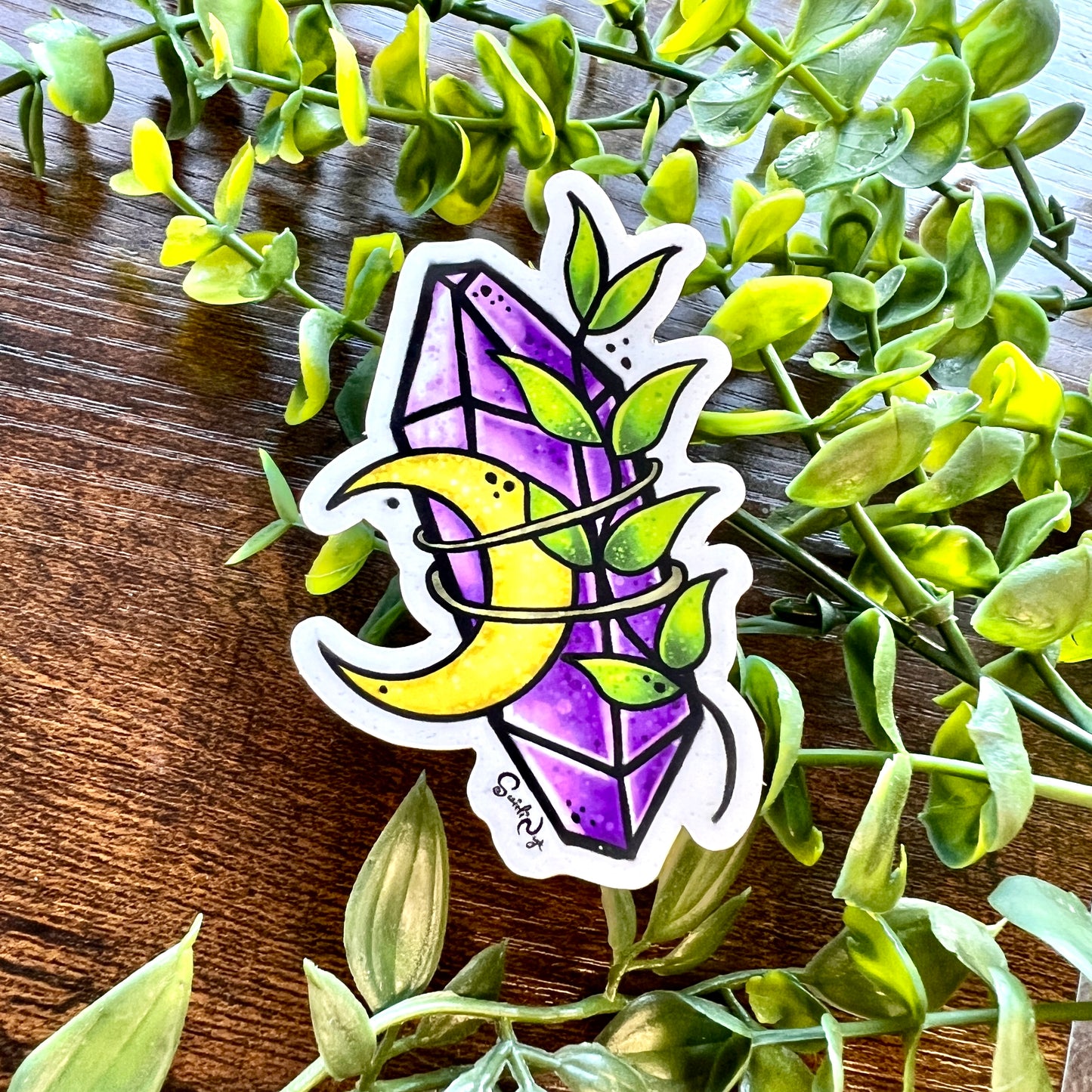 Amethyst Moon Clear Sticker