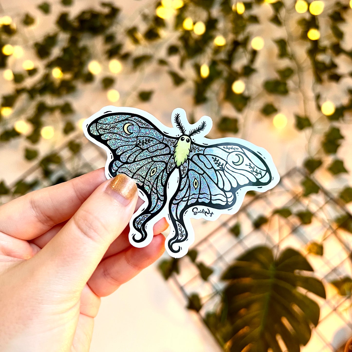 Lunar Moth Sparkle Sticker