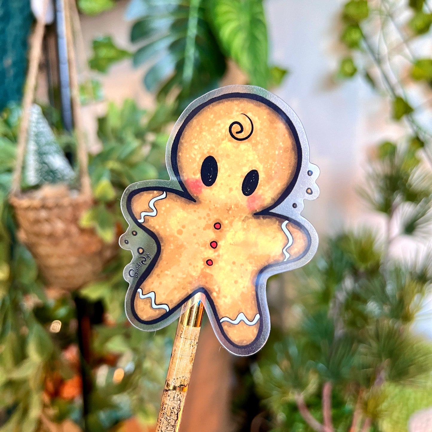 Gingerbread Man Clear Sticker