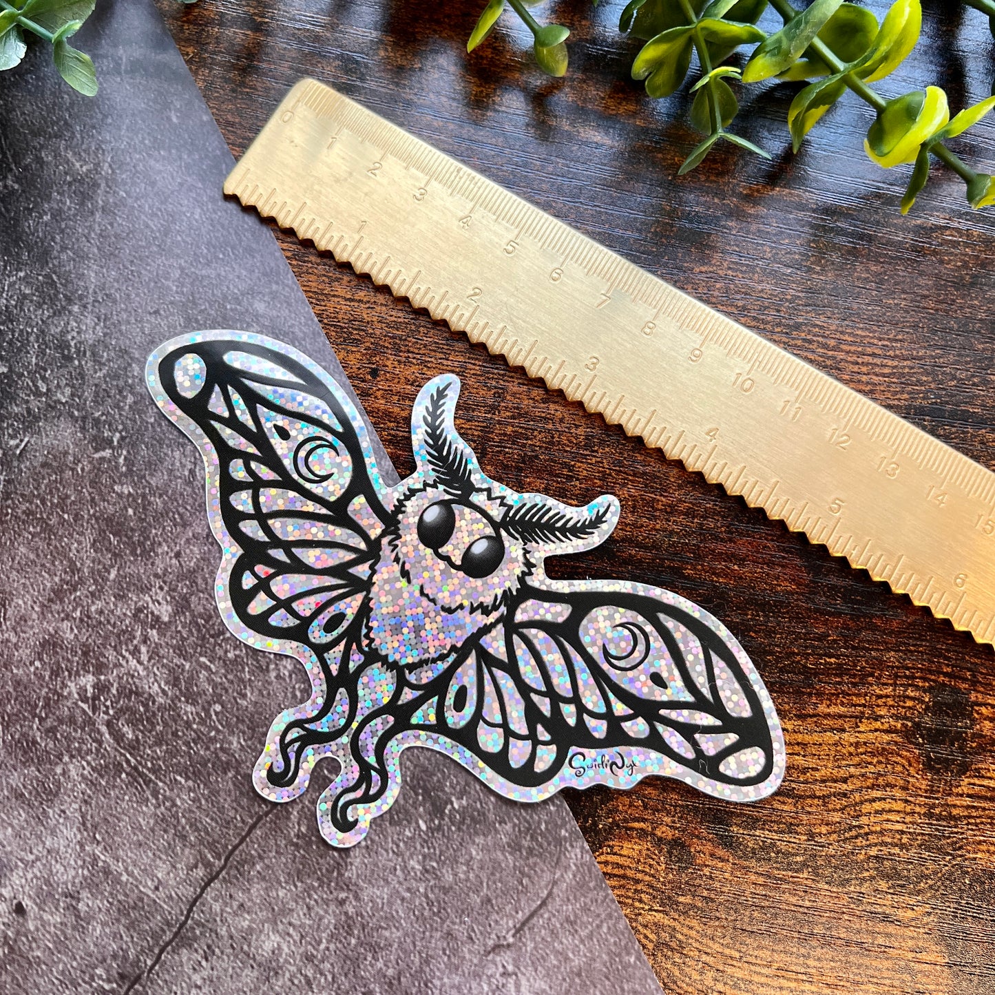 Lunie the Moth Glitter Sticker