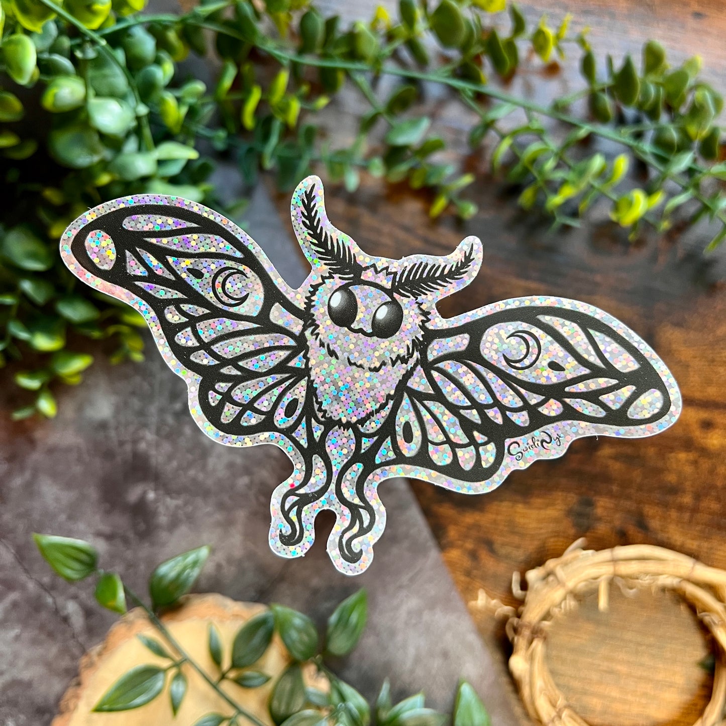 Lunie the Moth Glitter Sticker