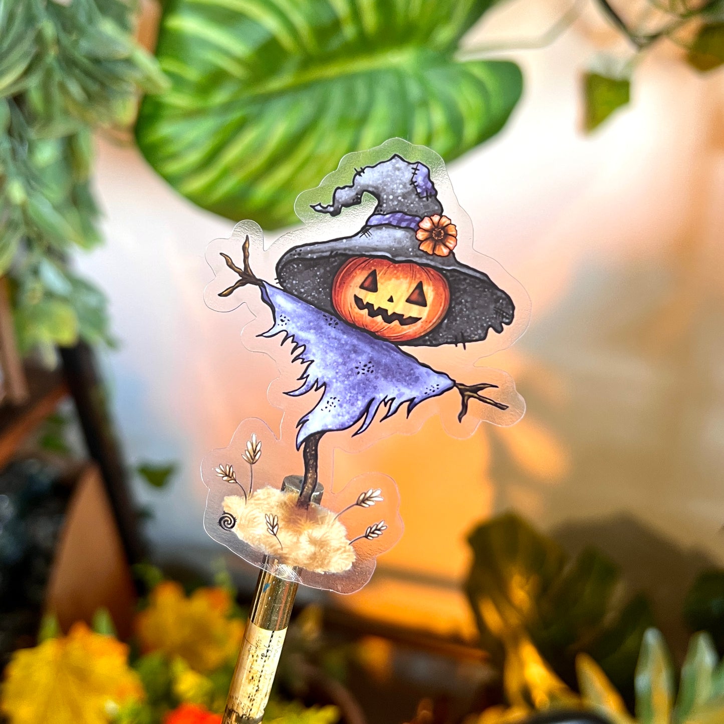Spooky Scarecrow Clear Sticker