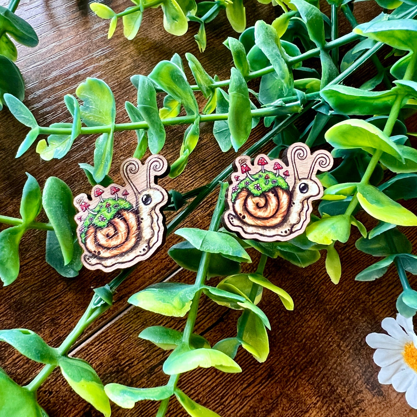 Sadie the Snail Wooden Pin