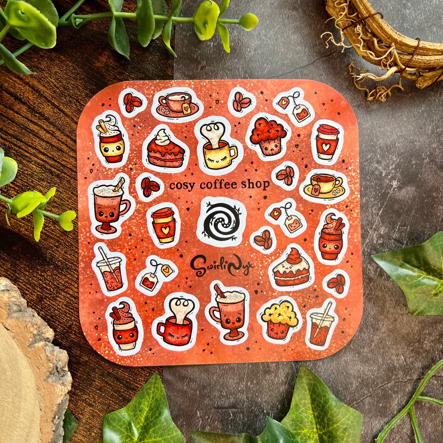 Mocha Cosy Coffee Shop Sticker Sheet