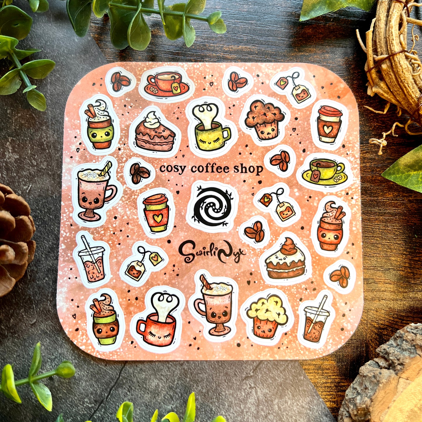 Latte Cosy Coffee Shop Sticker Sheet