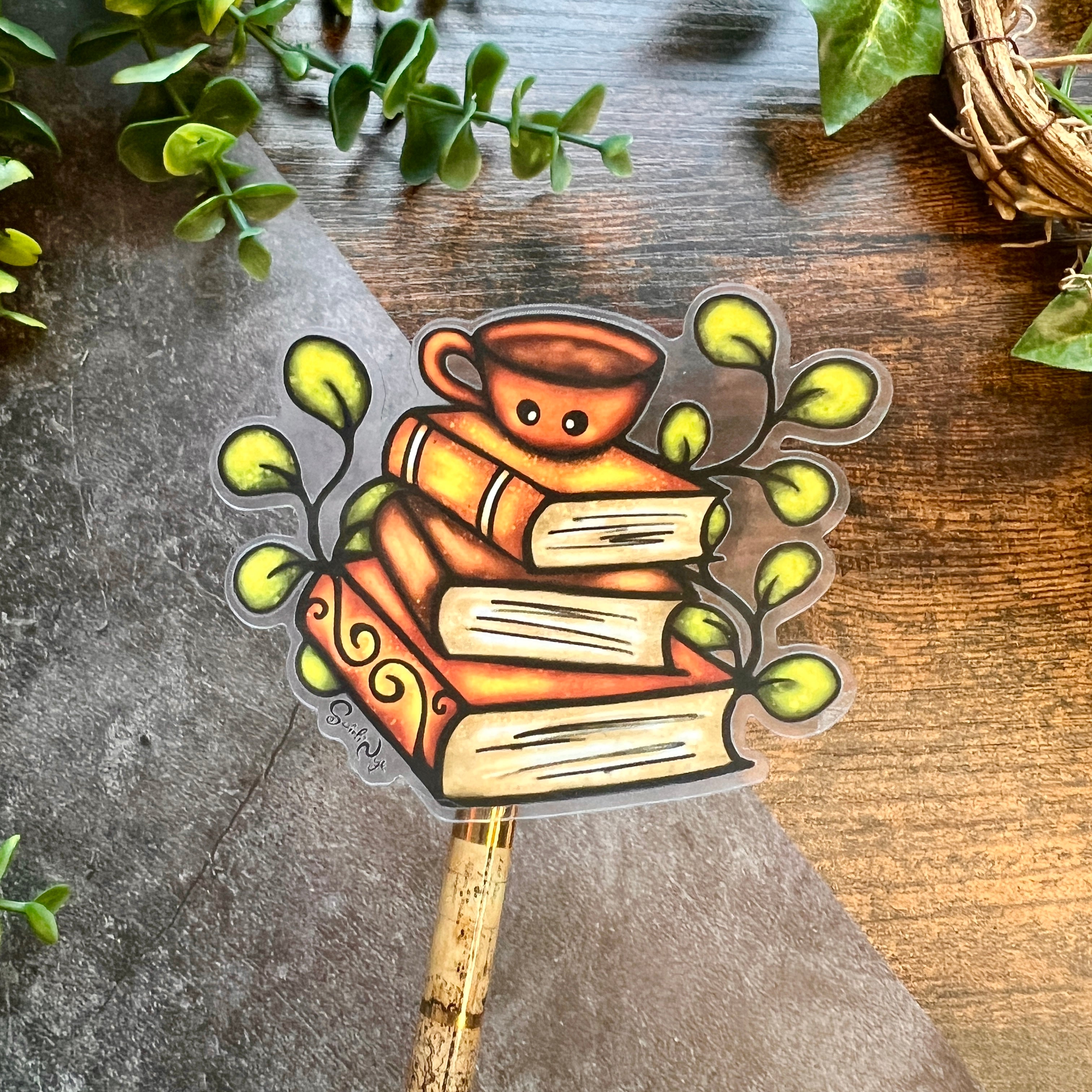 Book Stack Clear Sticker