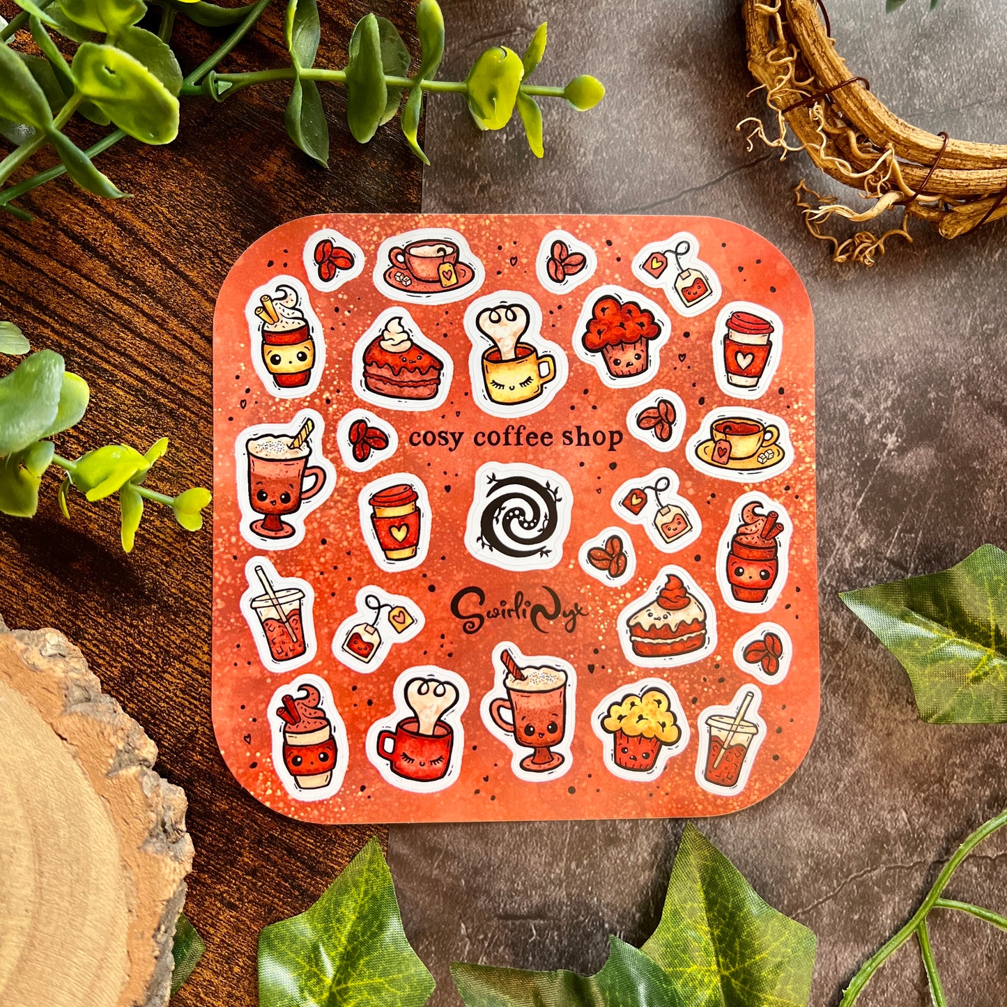 Mocha Cosy Coffee Shop Sticker Sheet