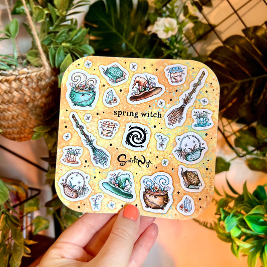 Peach Spring Witch Sticker Sheet