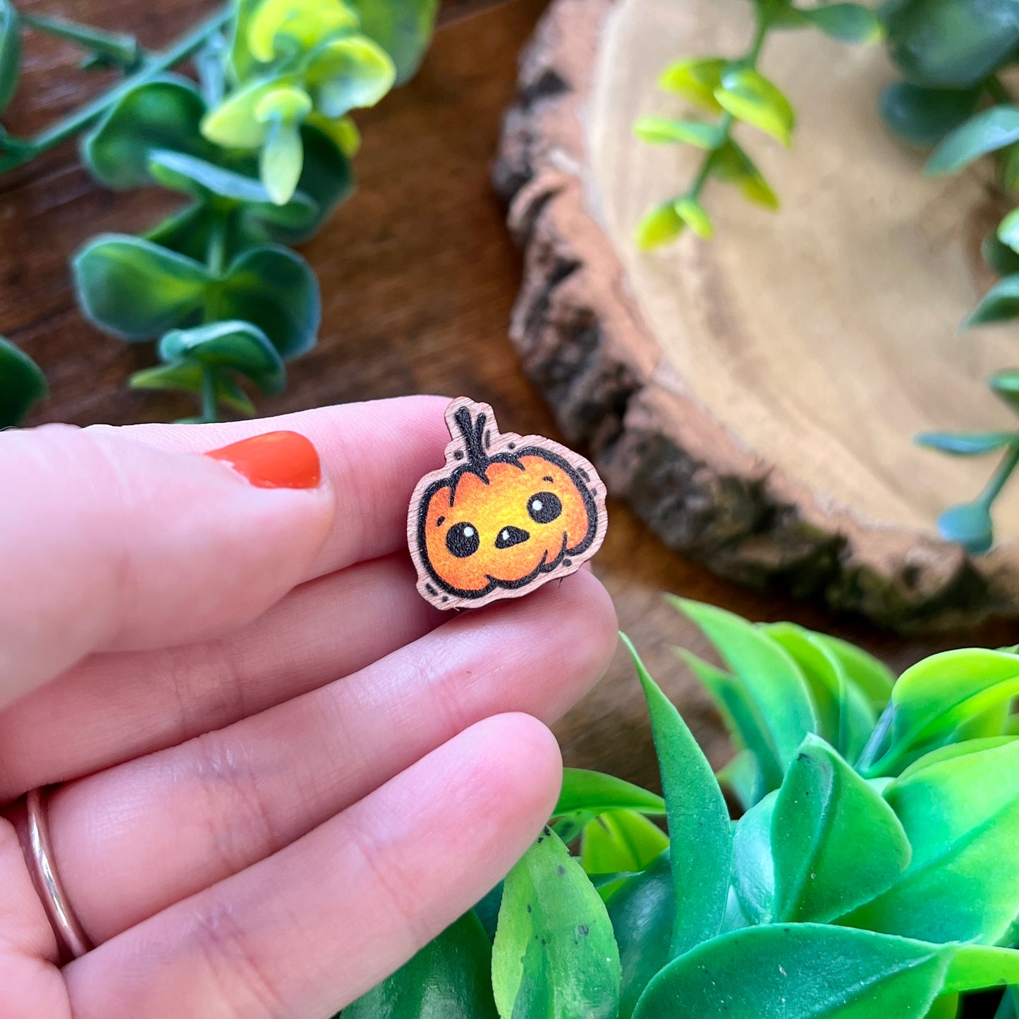 Mini Pumpkin Wooden Pin