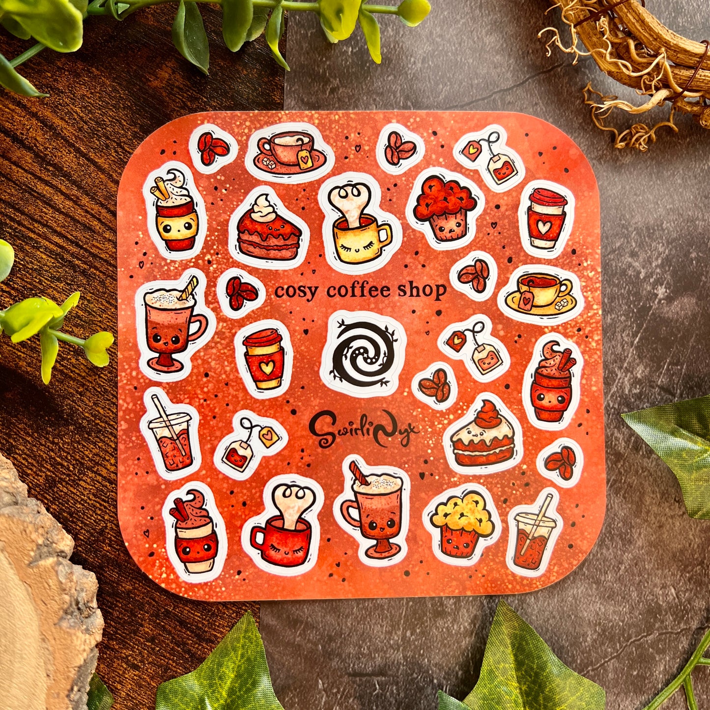Mocha Cosy Coffee Shop Sticker Sheet