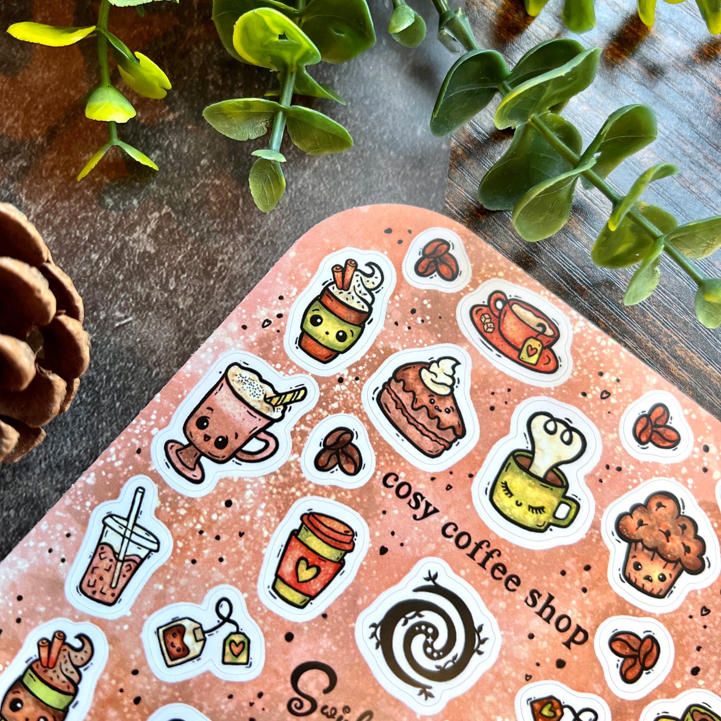 Latte Cosy Coffee Shop Sticker Sheet