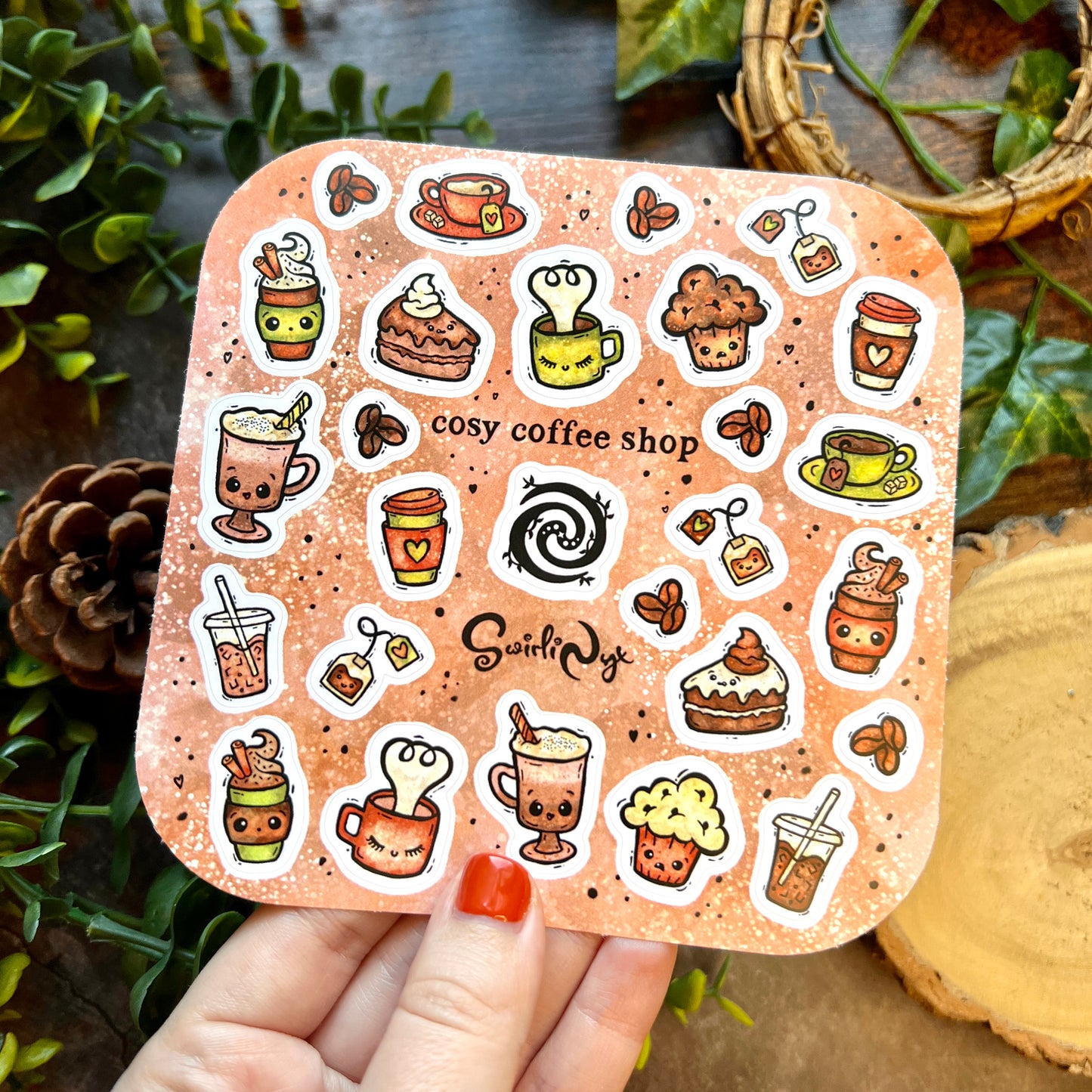 Latte Cosy Coffee Shop Sticker Sheet