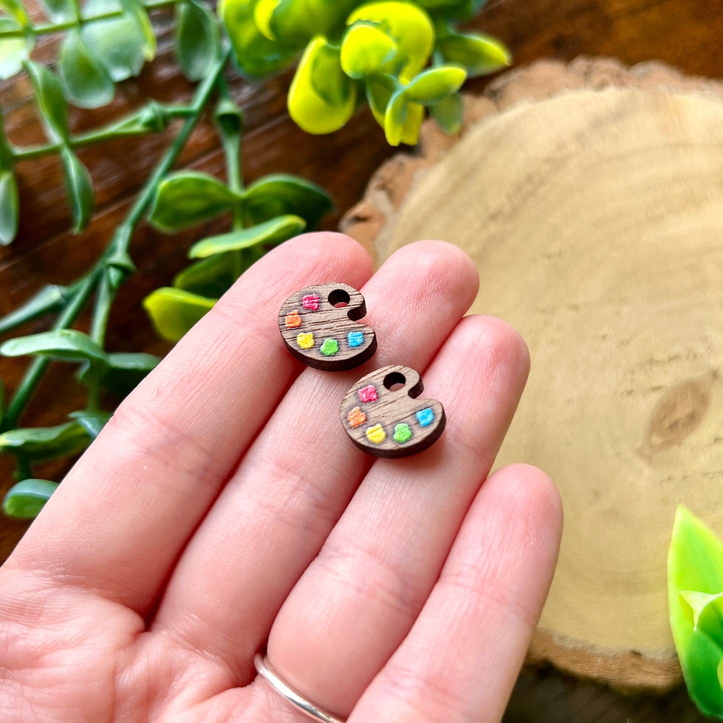 Classic Paint Palette Wooden Earrings