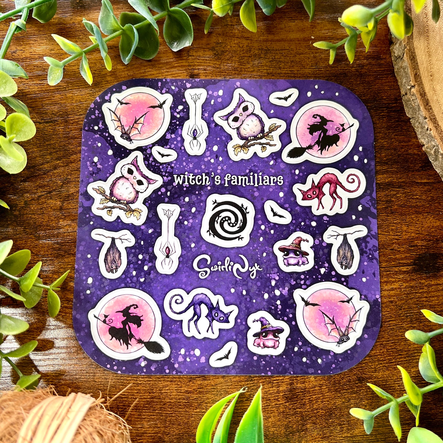 Purple Witch's Familiars Sticker Sheet