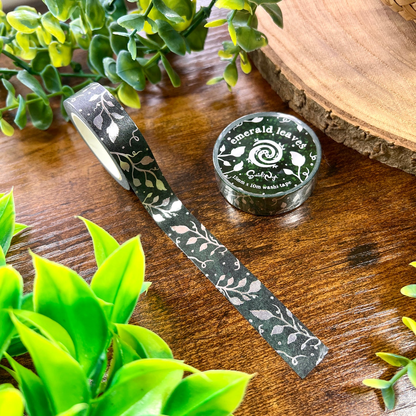 Emerald Leaves Foil Washi Tape