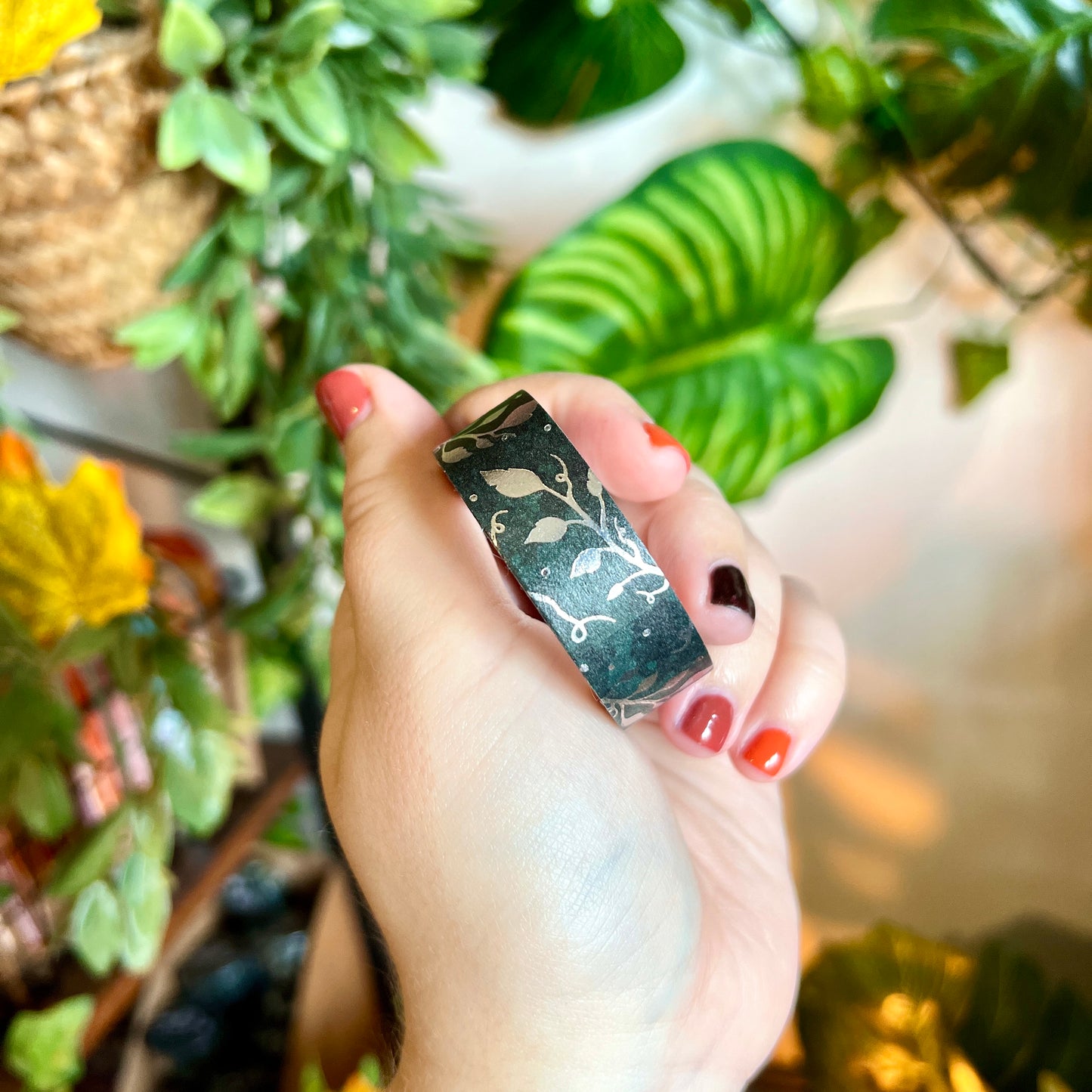 Emerald Leaves Foil Washi Tape