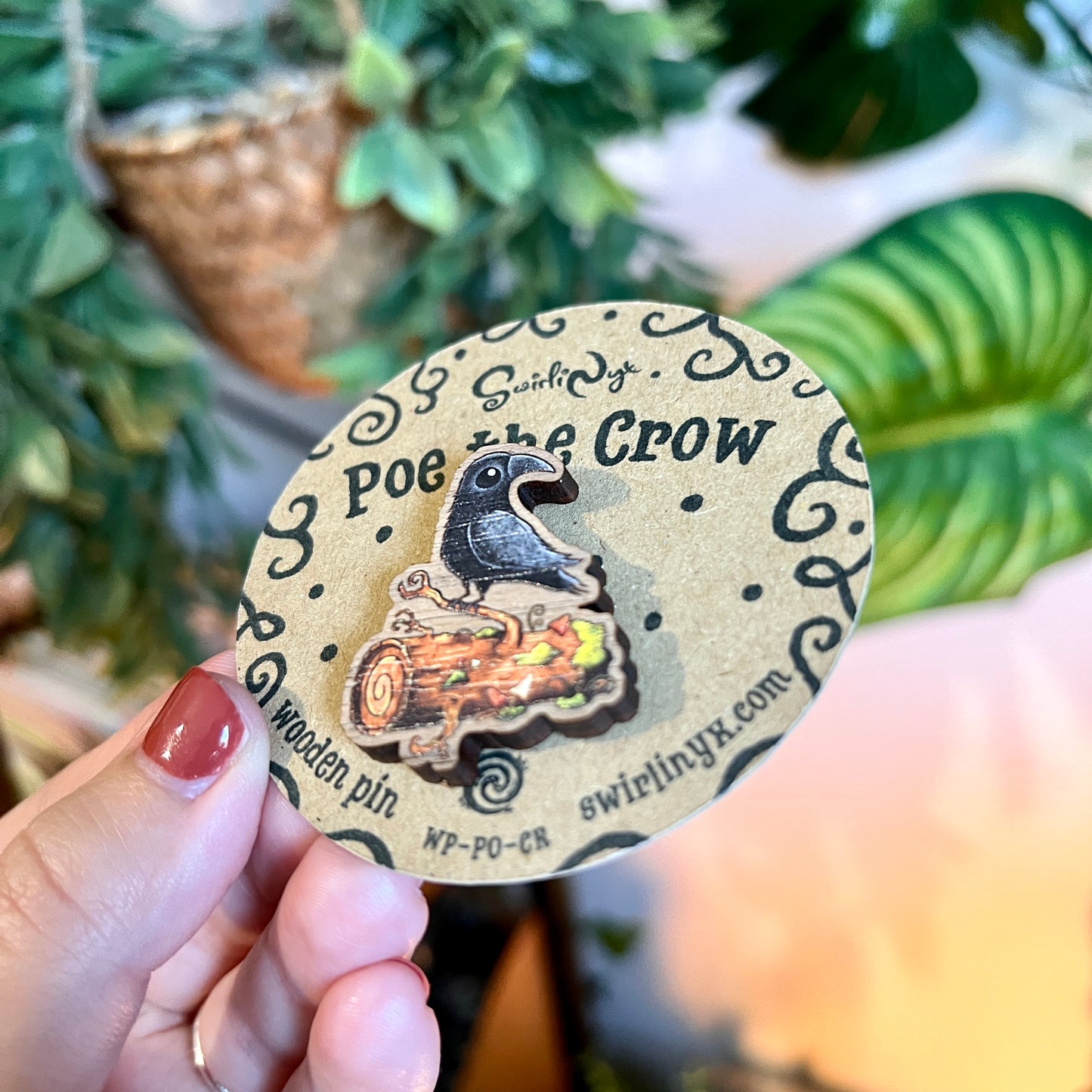 Poe the Crow Wooden Pin