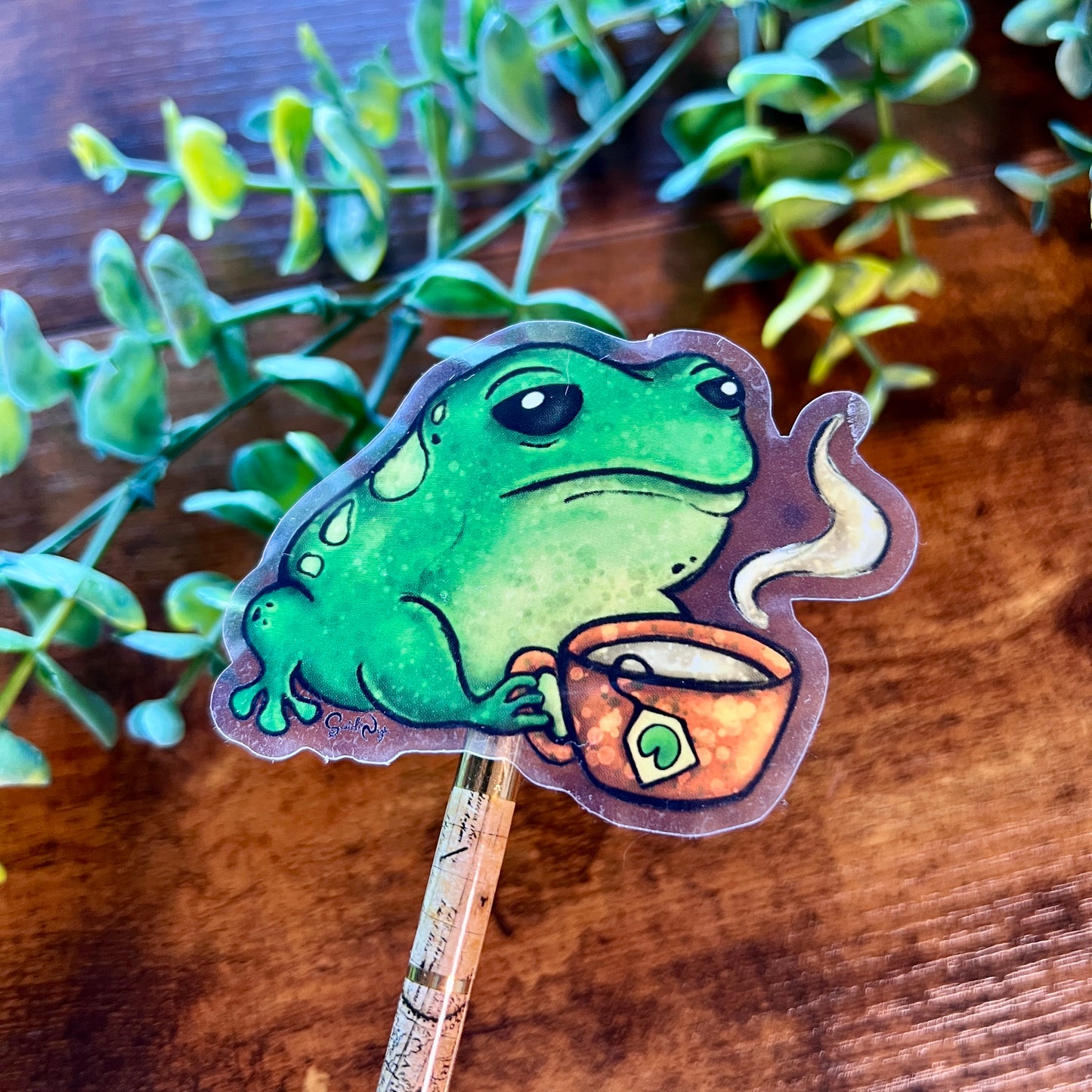Frog Tea Clear Sticker