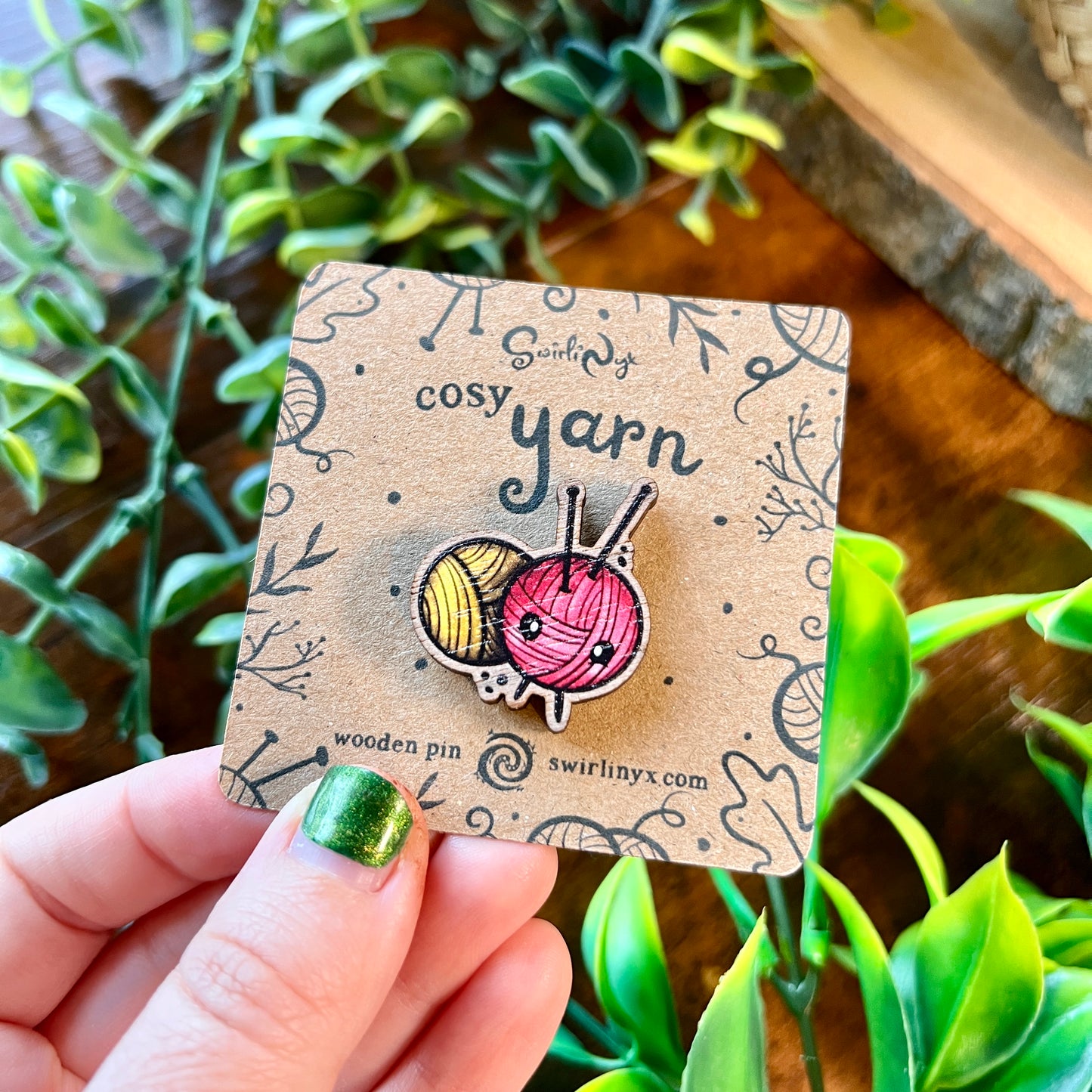 Cosy Yarn Wooden Pin