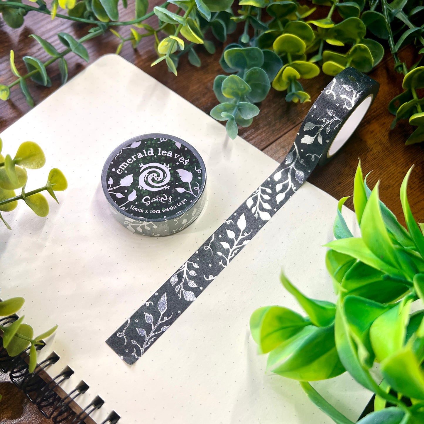Emerald Leaves Foil Washi Tape