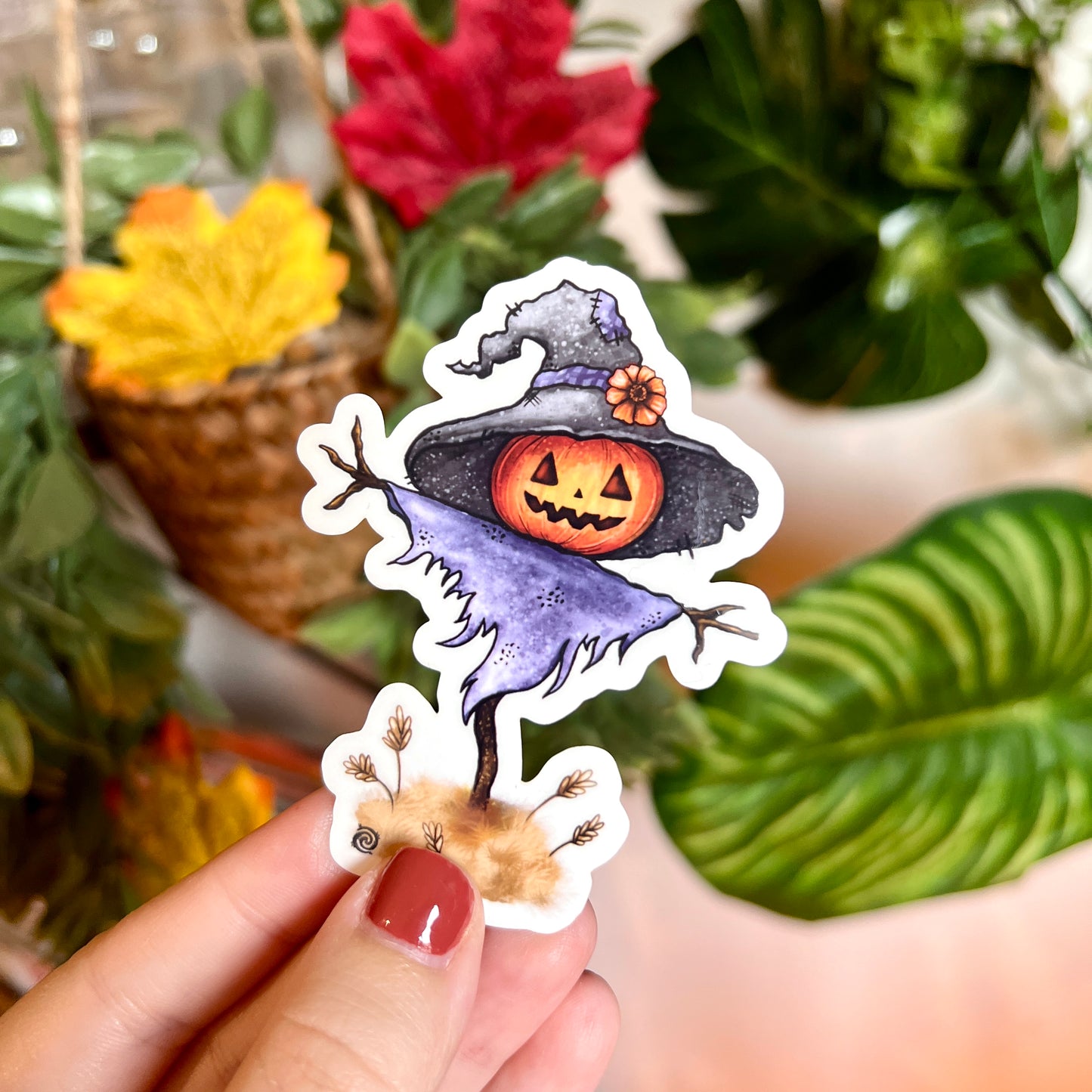 Spooky Scarecrow Clear Sticker