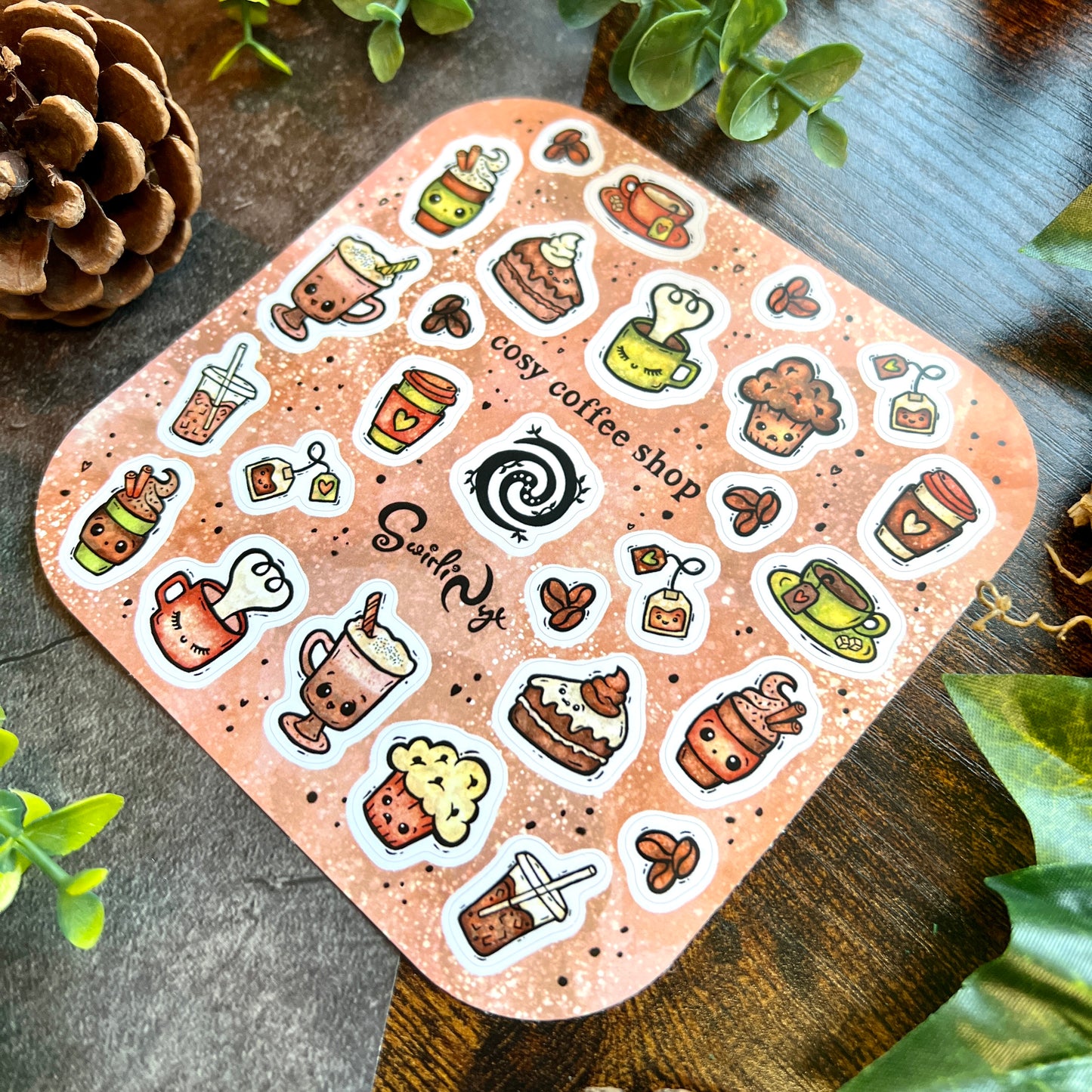 Latte Cosy Coffee Shop Sticker Sheet